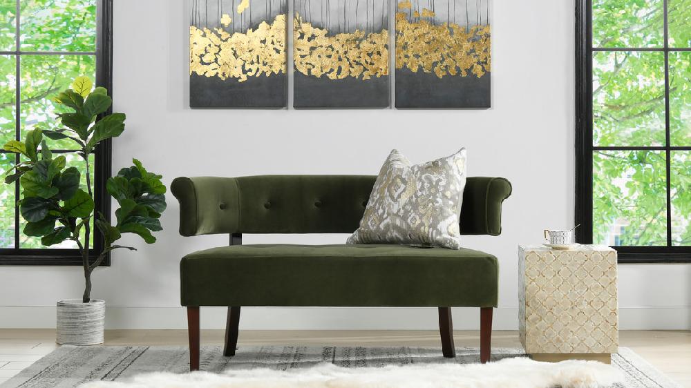 Jennifer Taylor Home Jared Tufted Bench Settee Olive Green