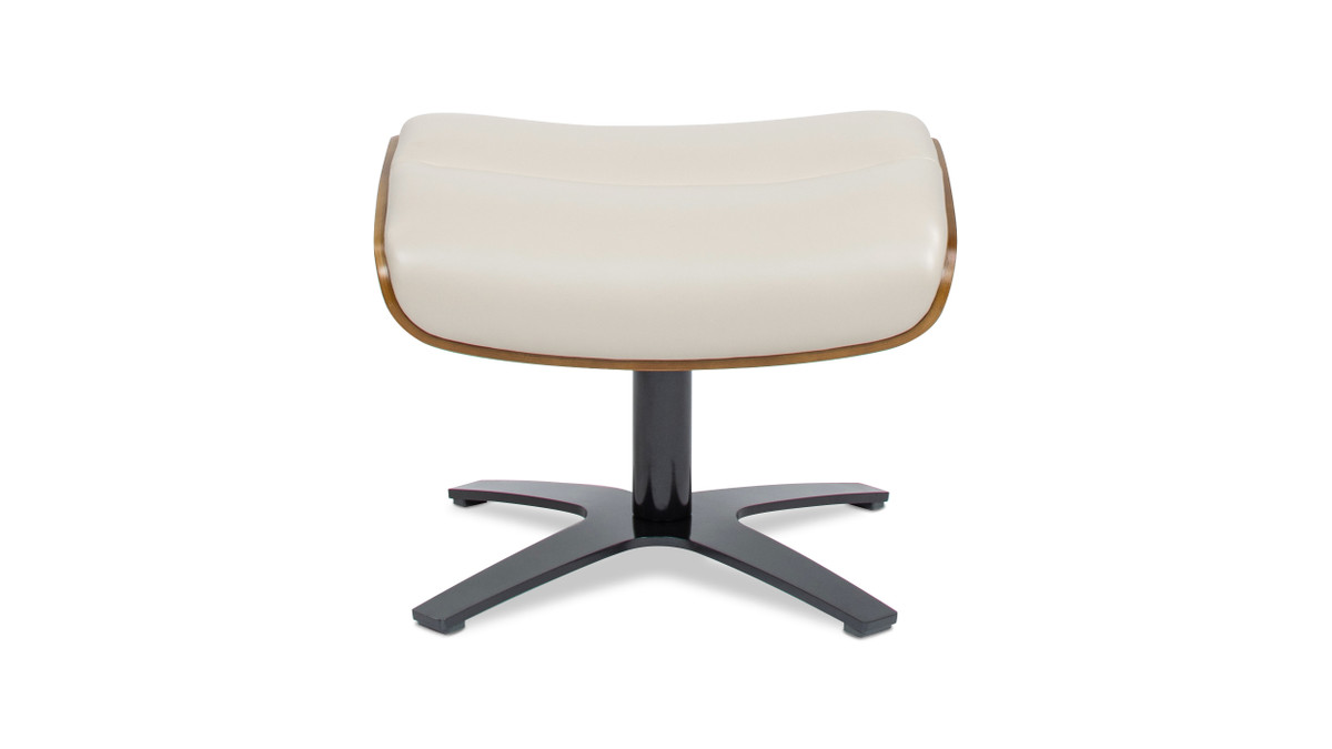 Jennifer Taylor Home Jovan 20.5" Mid-Century Modern Genuine Leather Footstool Ottoman Pastel Beige