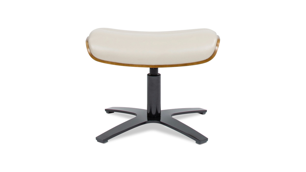 Jennifer Taylor Home Jovan 20.5" Mid-Century Modern Genuine Leather Footstool Ottoman Pastel Beige