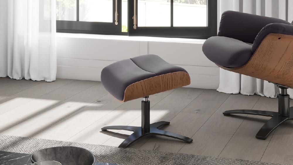 Jennifer Taylor Home Jovan 20.5" Mid-Century Modern Genuine Leather Footstool Ottoman Cacao Espresso Brown