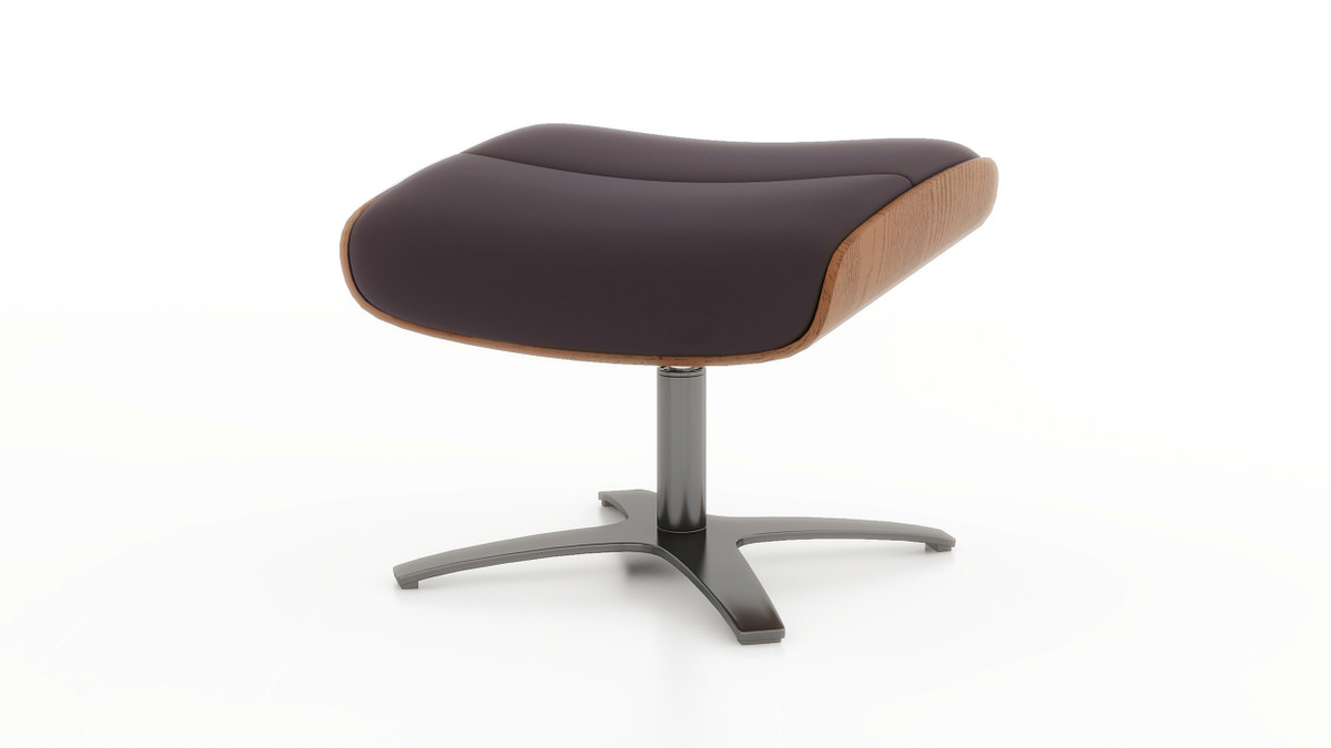 jennifer taylor home Jovan 20.5" Mid-Century Modern Genuine Leather Footstool Ottoman Cacao Espresso Brown