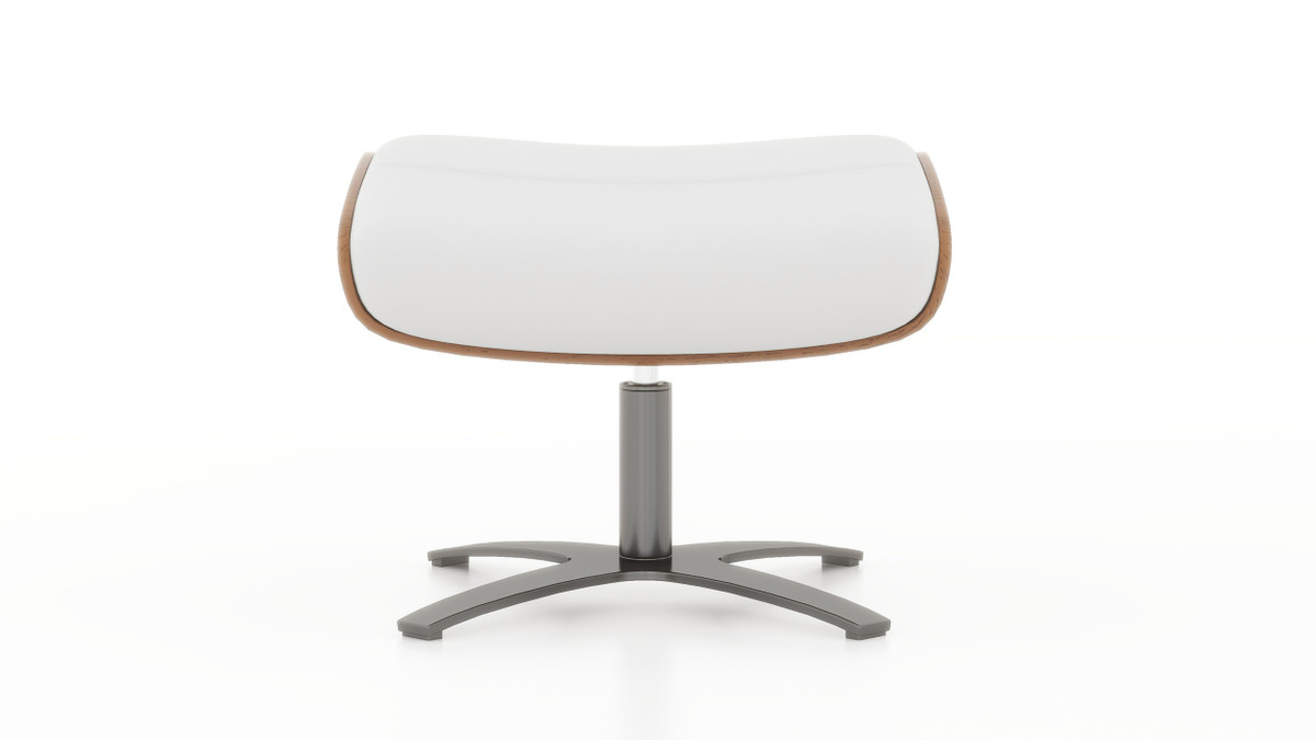 Jennifer Taylor Home Jovan 20.5" Mid-Century Modern Genuine Leather Footstool Ottoman Porcelain White