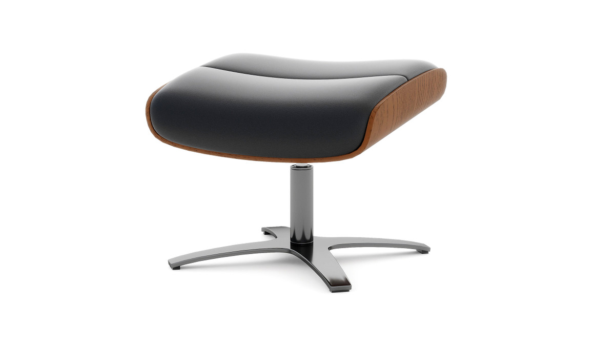 jennifer taylor home Jovan 20.5" Mid-Century Modern Genuine Leather Footstool Ottoman Shadow Gray