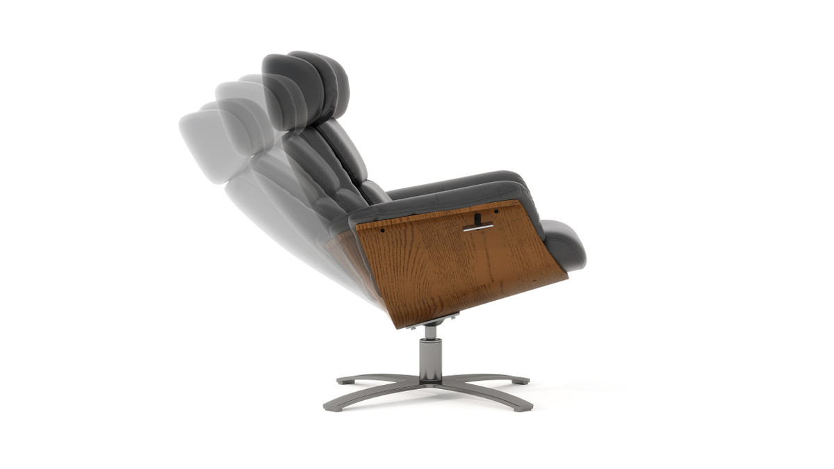 Jennifer Taylor Home Jovan 31.5" Mid-Century Modern Genuine Leather Recliner Lounge Chair Shadow Gray