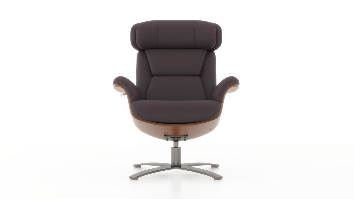 Jennifer Taylor Home Jovan 31.5" Mid-Century Modern Genuine Leather Recliner Lounge Chair Cacao Espresso Brown