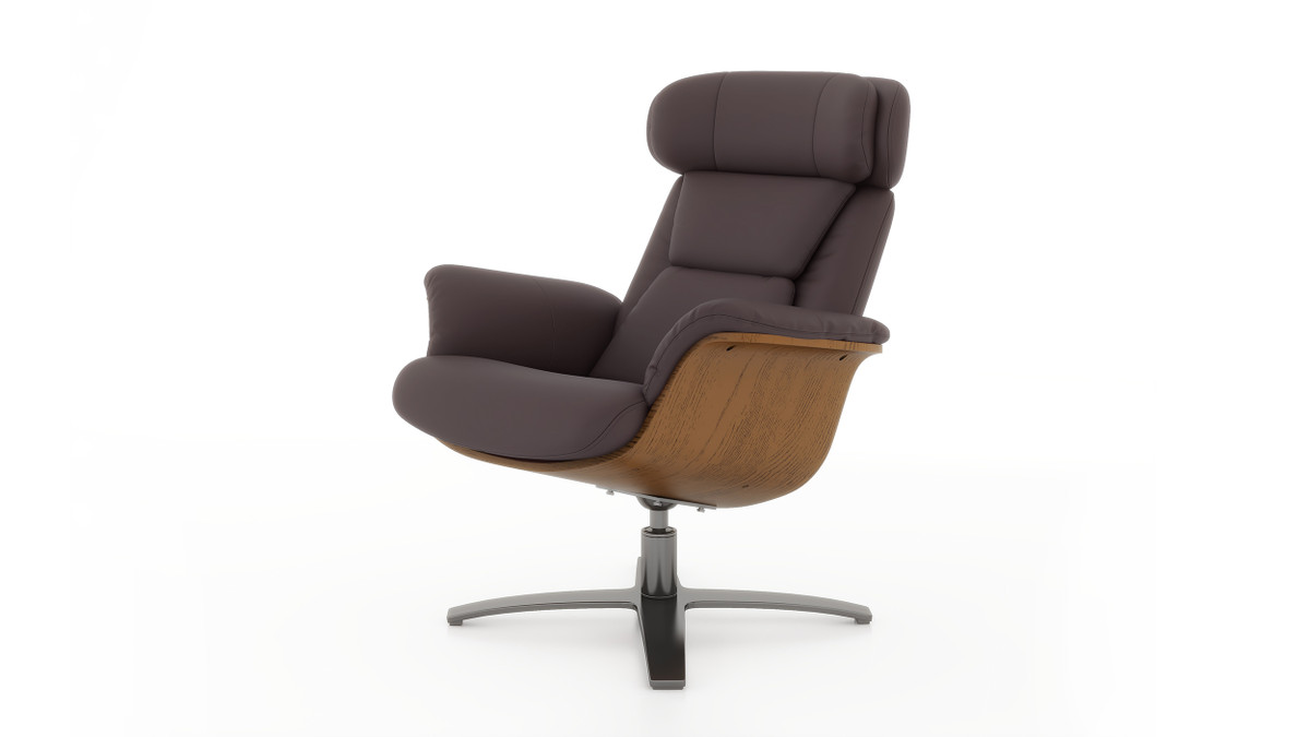 jennifer taylor home Jovan 31.5" Mid-Century Modern Genuine Leather Recliner Lounge Chair Cacao Espresso Brown