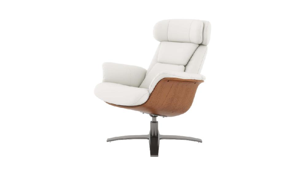 jennifer taylor home Jovan 31.5" Mid-Century Modern Genuine Leather Recliner Lounge Chair Porcelain White