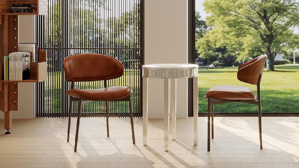 Jennifer Taylor Home Kaelin Mid-Century Modern Dining Chairs With Bentwood Backrest Set Of 2 Vegan Leather Orange