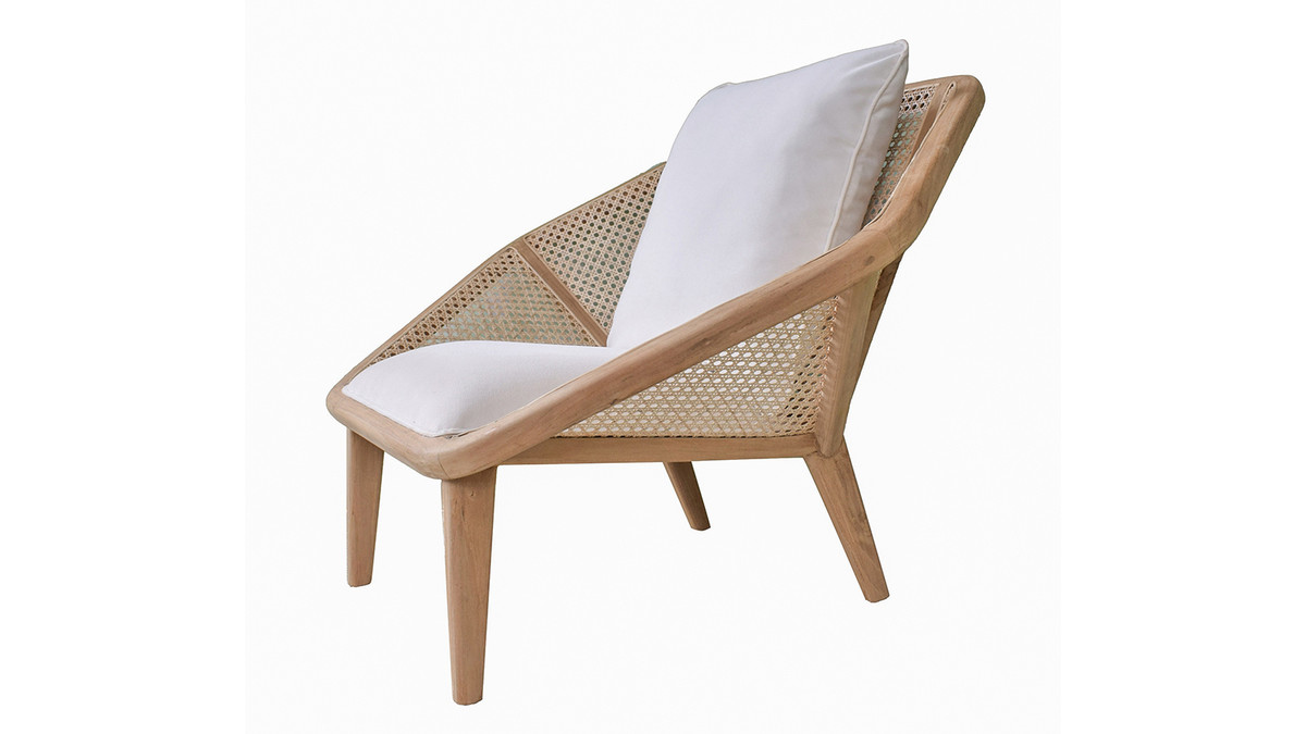 Jennifer Taylor Home Kaia 41" Teak & Rattan Accent Chair With Cushion