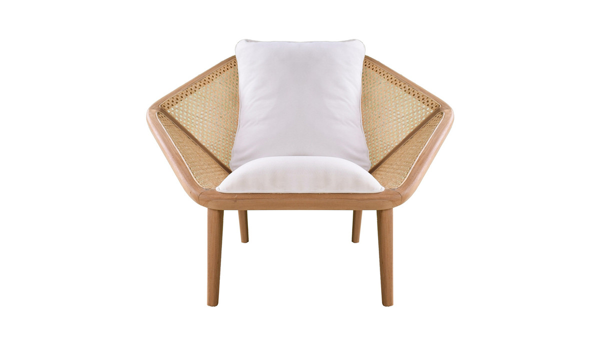 jennifer taylor home Kaia 41" Teak & Rattan Accent Chair with Cushion