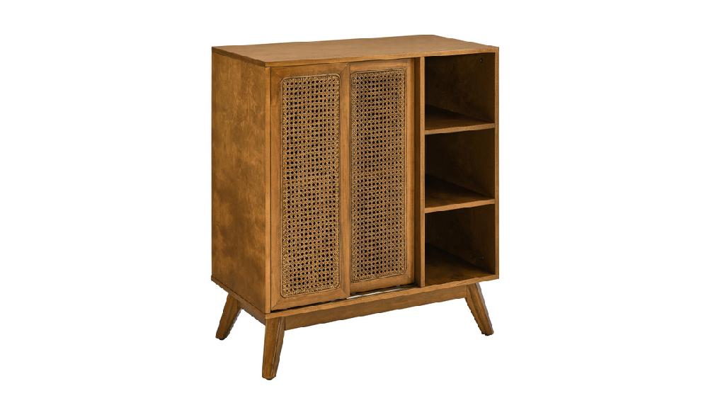 Jennifer Taylor Home Kairo 36" Rattan Sliding Door Sideboard With Adjustable Shelves And Open Storage