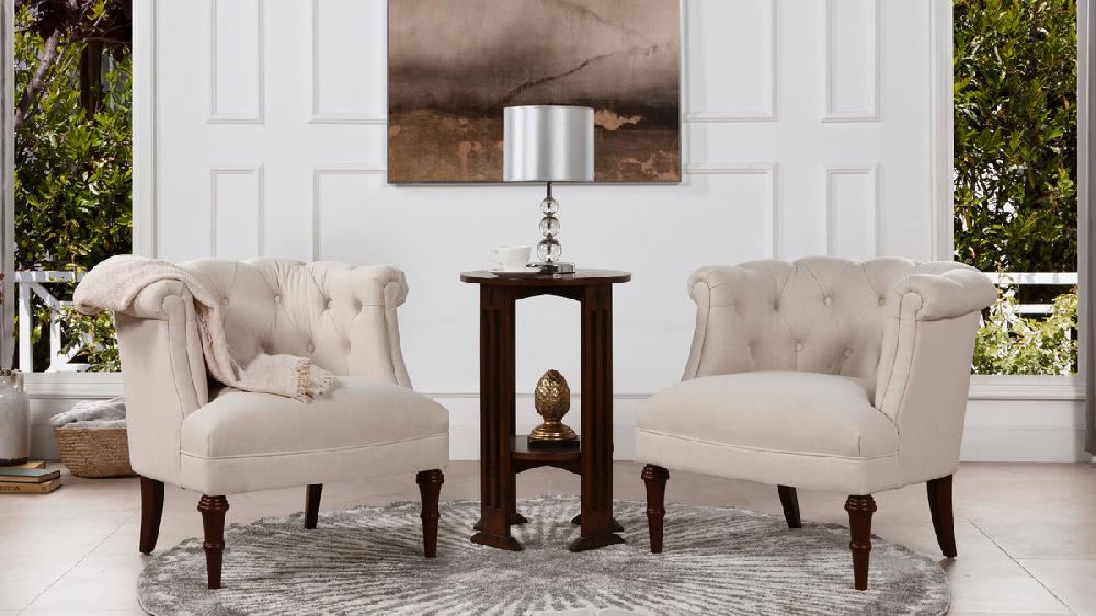 Jennifer Taylor Home Katherine 30.5" Tufted Accent Chair Sky Neutral Beige