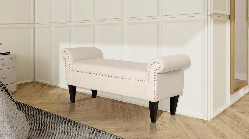 Jennifer Taylor Home Kathy Roll Arm Entryway Accent Bench Sky Neutral Beige