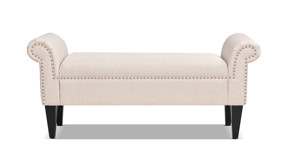 Jennifer Taylor Home Kathy Roll Arm Entryway Accent Bench Sky Neutral Beige