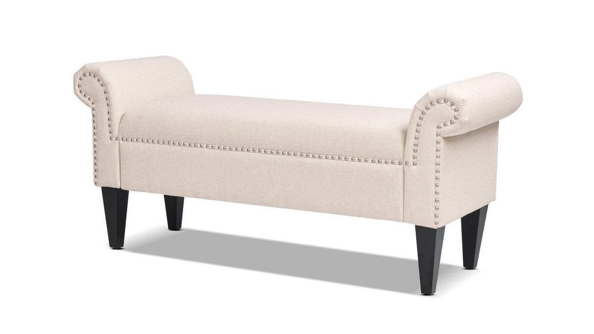 jennifer taylor home Kathy Roll Arm Entryway Accent Bench Sky Neutral Beige