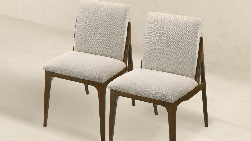 Jennifer Taylor Home Kellan 28" Dining Chairs With Sculpted Walnut Wood Legs Set Of 2 Cream