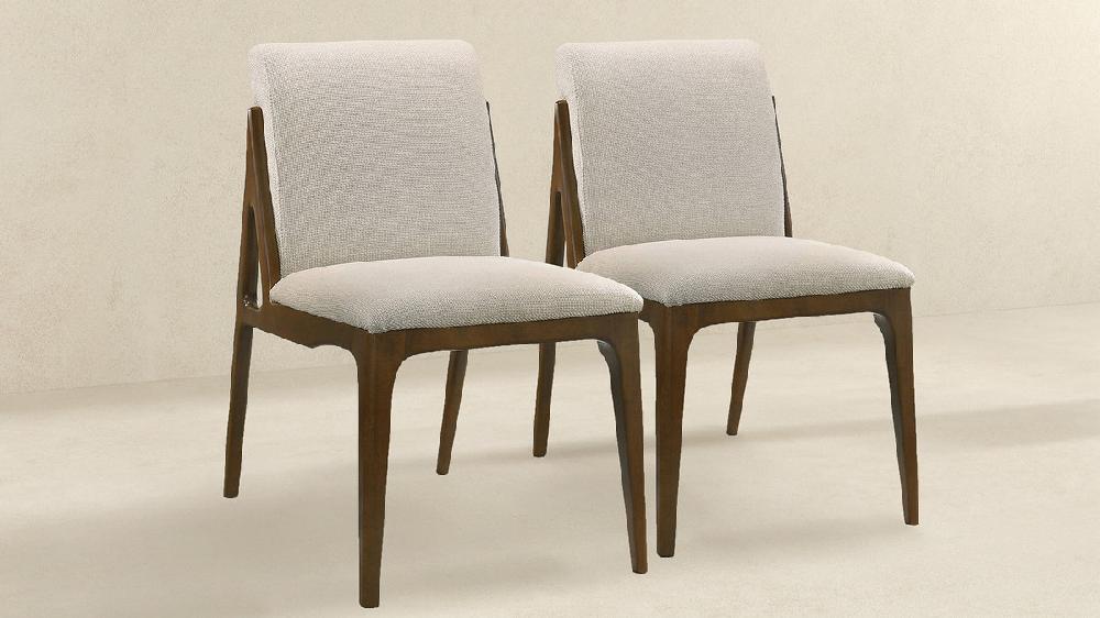 Jennifer Taylor Home Kellan 28" Dining Chairs With Sculpted Walnut Wood Legs Set Of 2 Cream