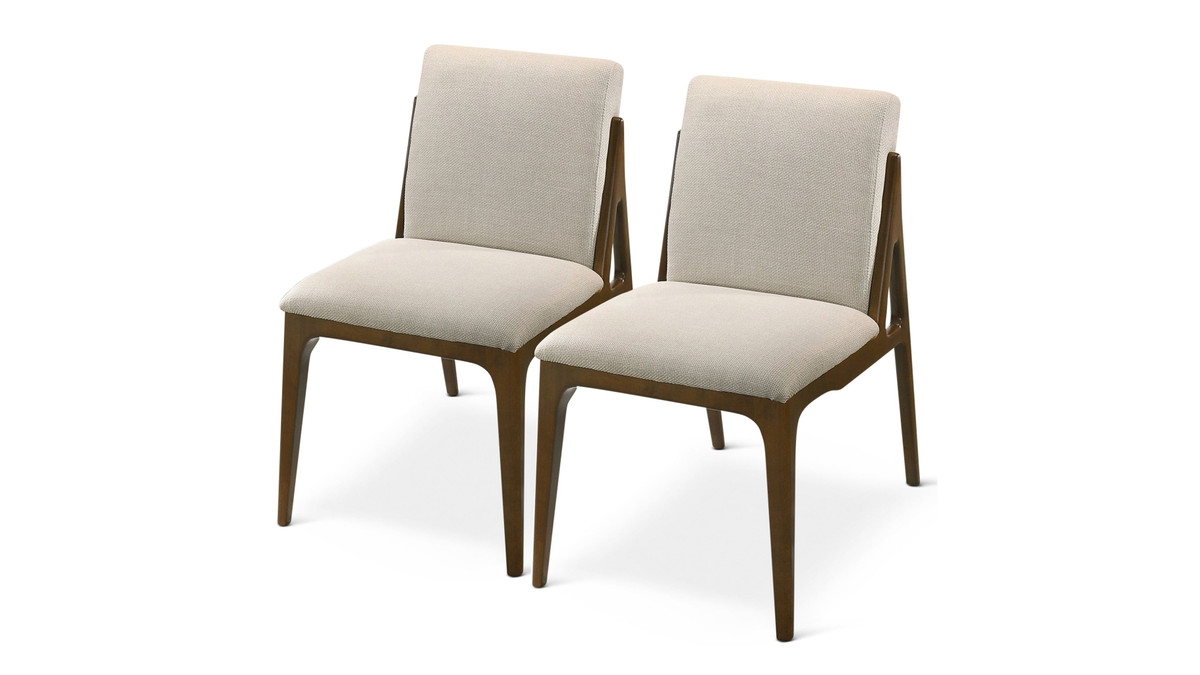 jennifer taylor home Kellan 28" Dining Chairs with Sculpted Walnut Wood Legs Set of 2 Cream