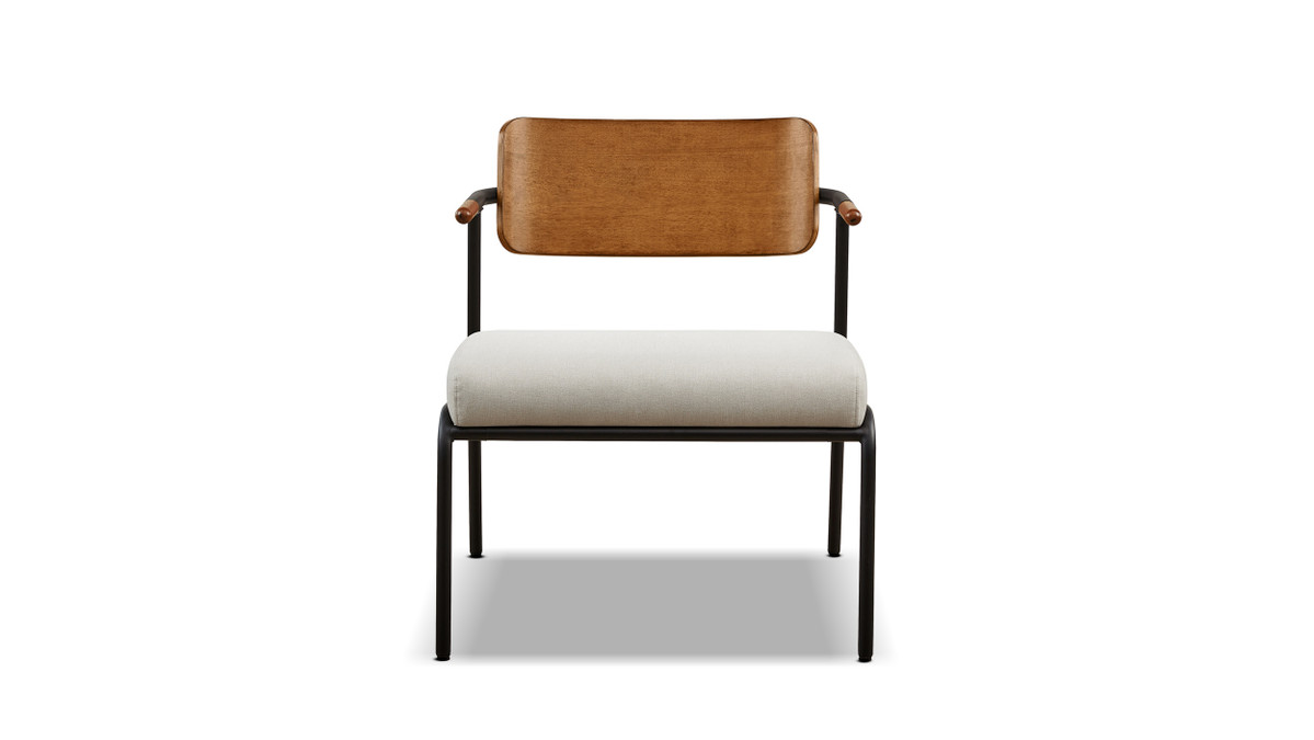 Jennifer Taylor Home Kelvin 25" Mixed Material Accent Arm Chair Cream White Upholstery & Black Metal