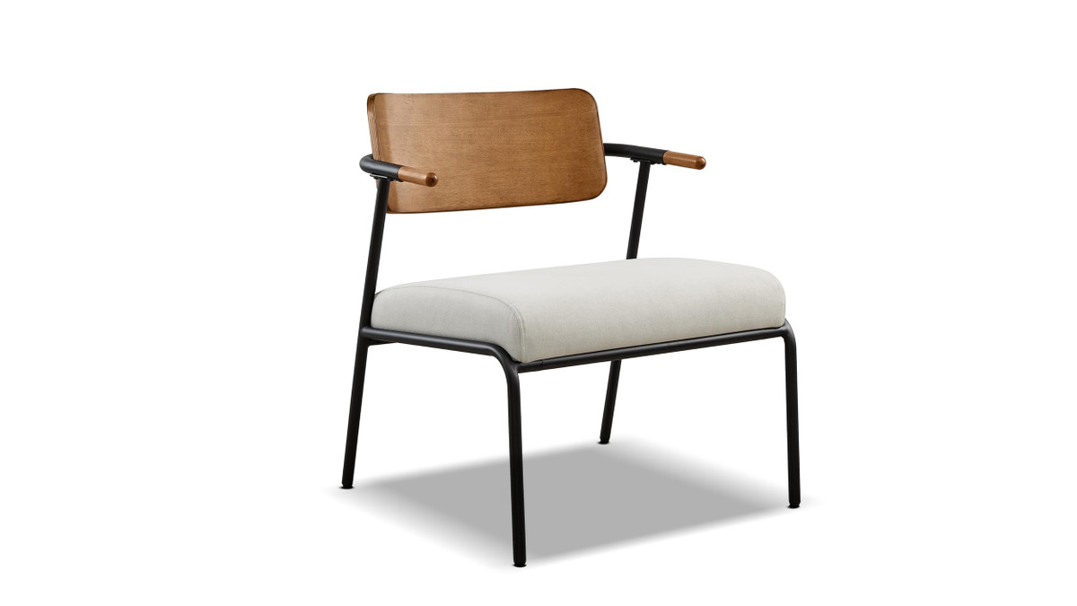 Jennifer Taylor Home Kelvin 25" Mixed Material Accent Arm Chair Cream White Upholstery & Black Metal