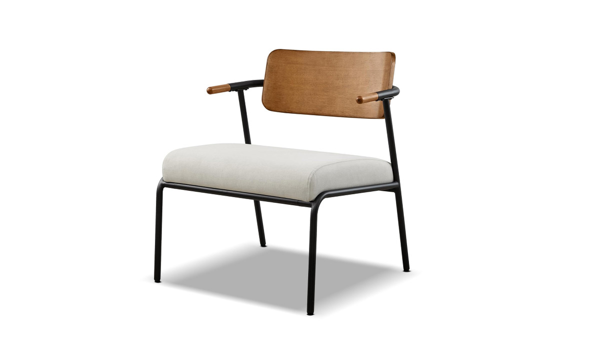 jennifer taylor home Kelvin 25" Mixed Material Accent Arm Chair Cream White Upholstery & Black Metal