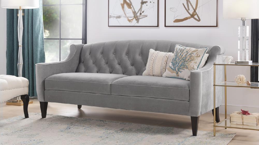 Jennifer Taylor Home Ken Upholstered Button Tufted Sofa Opal Grey