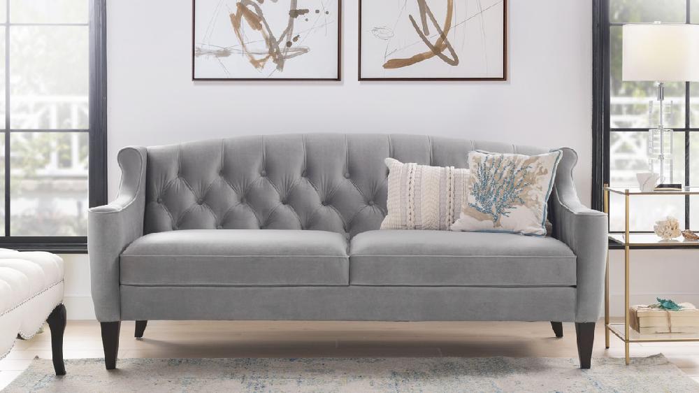 Jennifer Taylor Home Ken Upholstered Button Tufted Sofa Opal Grey