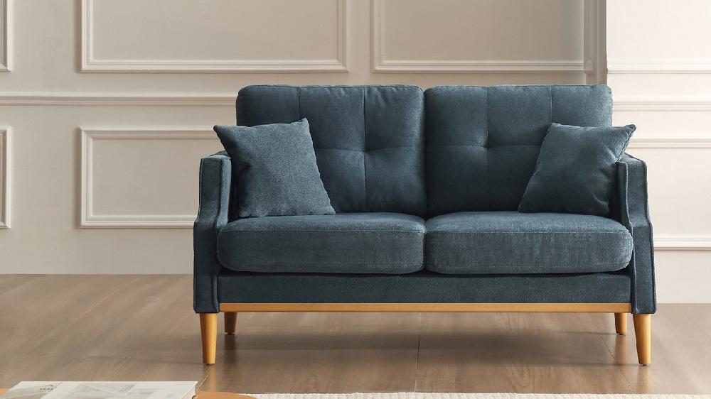 Jennifer Taylor Home Kenton 56.7" Upholstered Loveseat With USB Port & 2 Toss Pillows Polyester Dark Blue