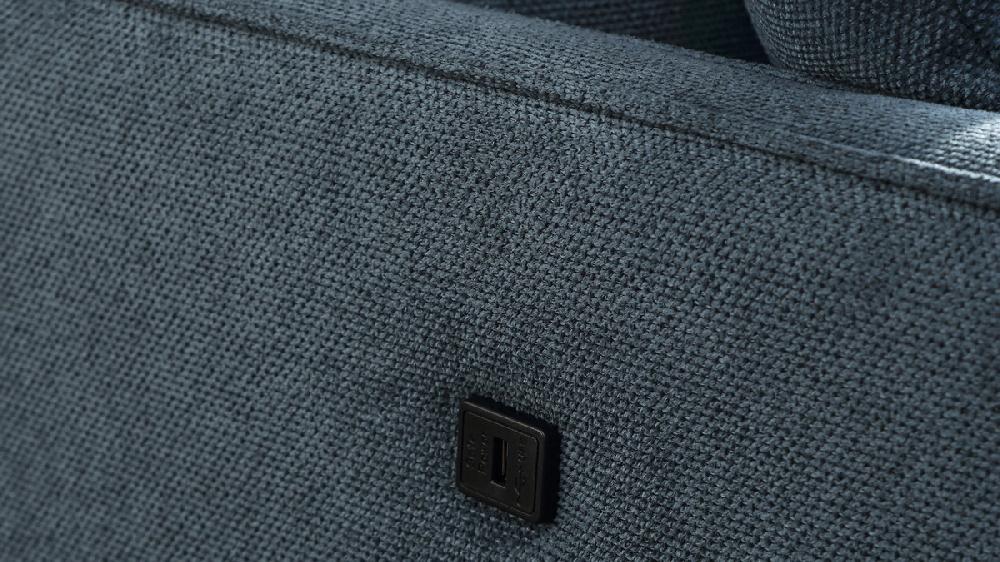 Jennifer Taylor Home Kenton 56.7" Upholstered Loveseat With USB Port & 2 Toss Pillows Polyester Dark Blue