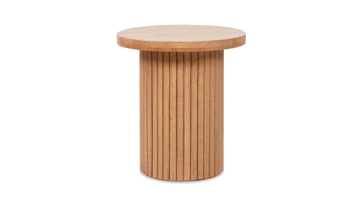 Jennifer Taylor Home Kenzie 19.5" Fluted Pillar Round Accent Side Table Light Natural Brown