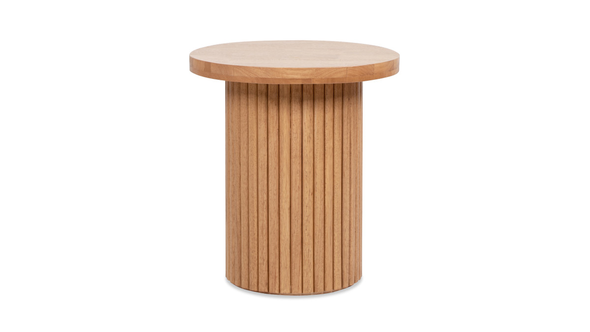 jennifer taylor home Kenzie 19.5" Fluted Pillar Round Accent Side Table Light Natural Brown