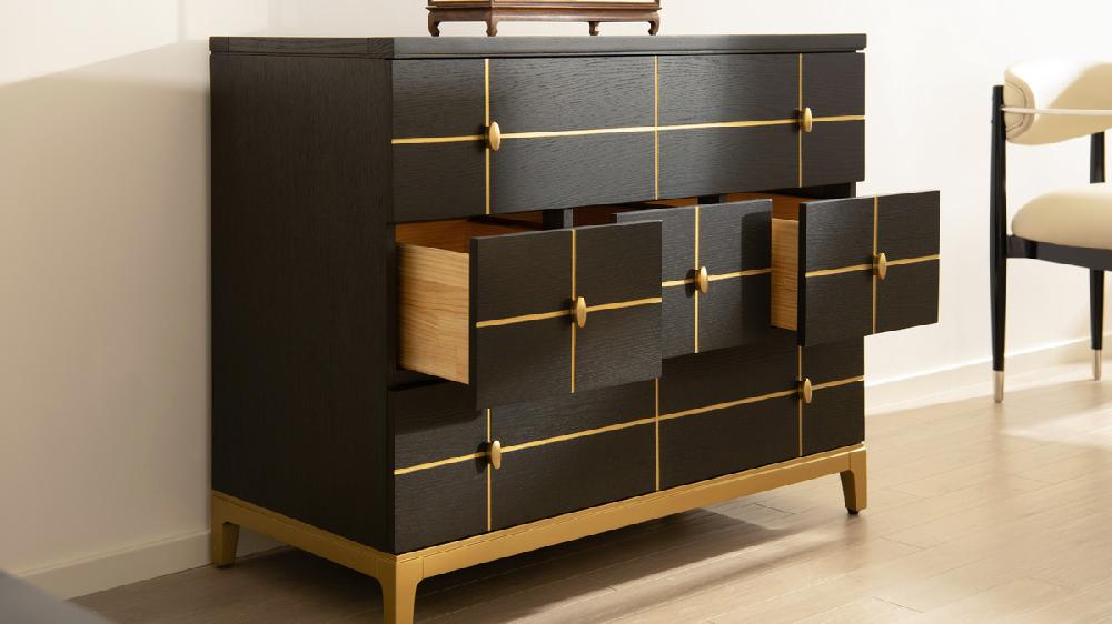 Jennifer Taylor Home Kingsly 42" Contemporary Glam Storage Chest Espresso Black
