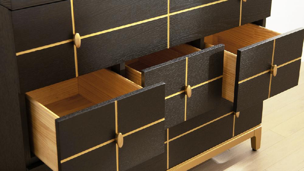 Jennifer Taylor Home Kingsly 42" Contemporary Glam Storage Chest Espresso Black