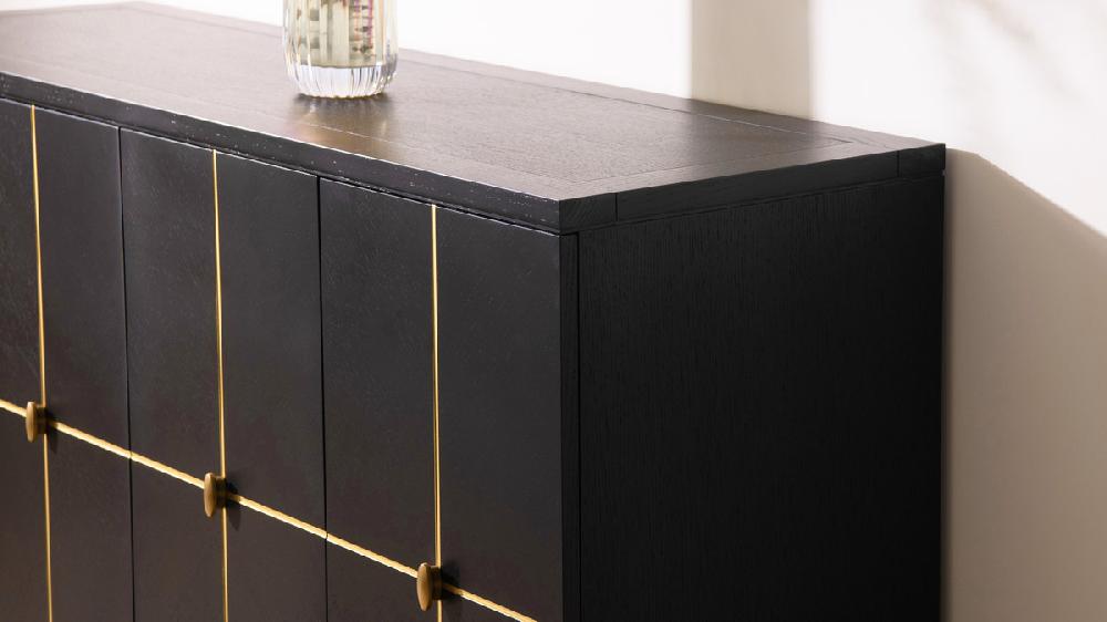 Jennifer Taylor Home Kingsly 59" Contemporary Glam Credenza Espresso Black