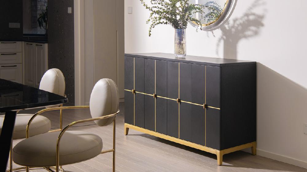 jennifer taylor home Kingsly 59" Contemporary Glam Credenza Espresso Black