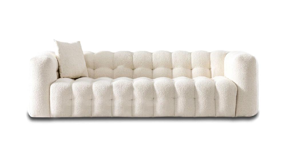 jennifer taylor home Kiyo 86.6" Tufted Boucle Sofa with Pillow Cream White