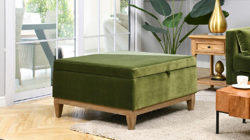 Jennifer Taylor Home Knox 35" Square Storage Cocktail Ottoman Olive Green