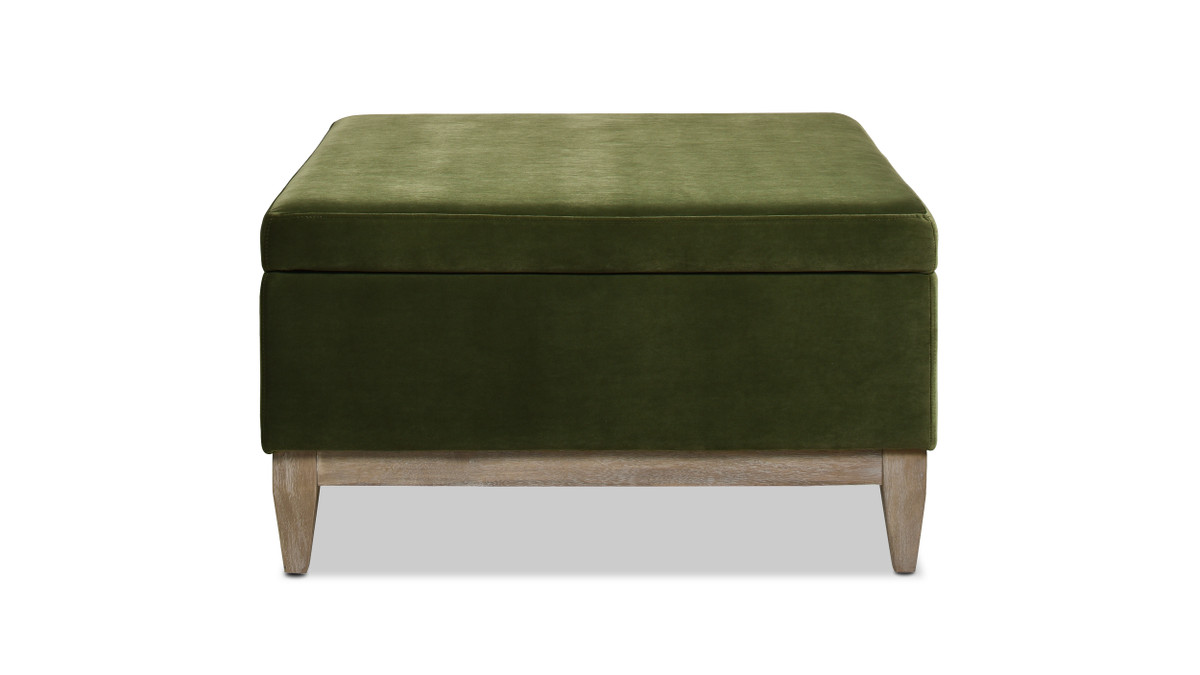 Jennifer Taylor Home Knox 35" Square Storage Cocktail Ottoman Olive Green