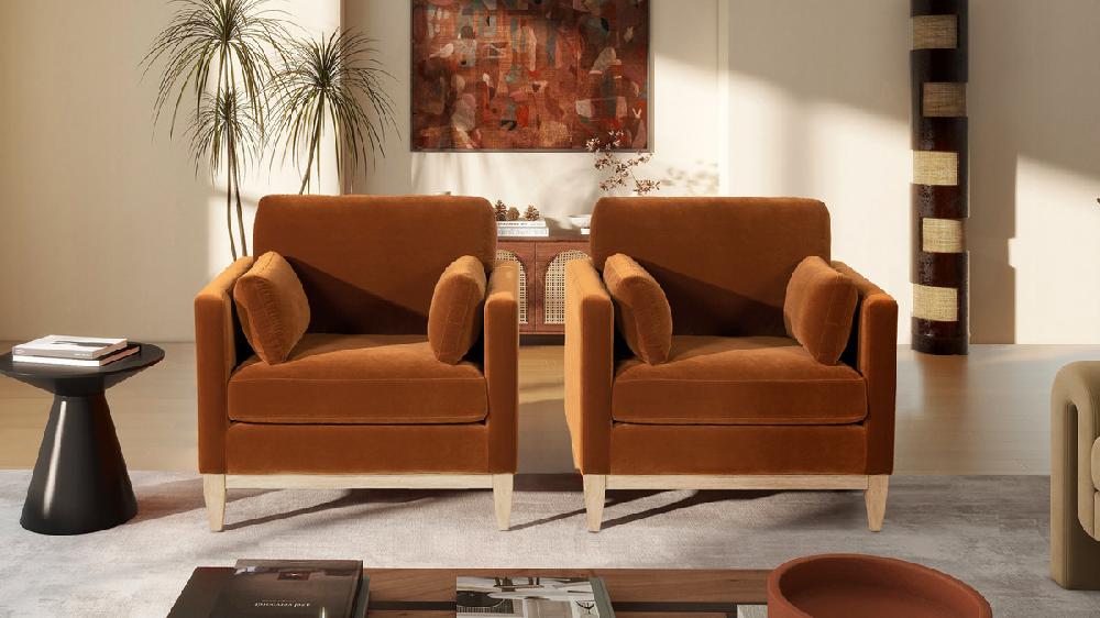 Jennifer Taylor Home Knox 36" Modern Farmhouse Arm Chair Burnt Orange