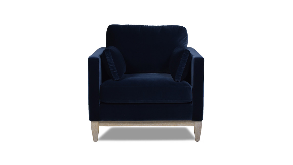 Jennifer Taylor Home Knox 36" Modern Farmhouse Arm Chair Dark Navy Blue Performance Velvet