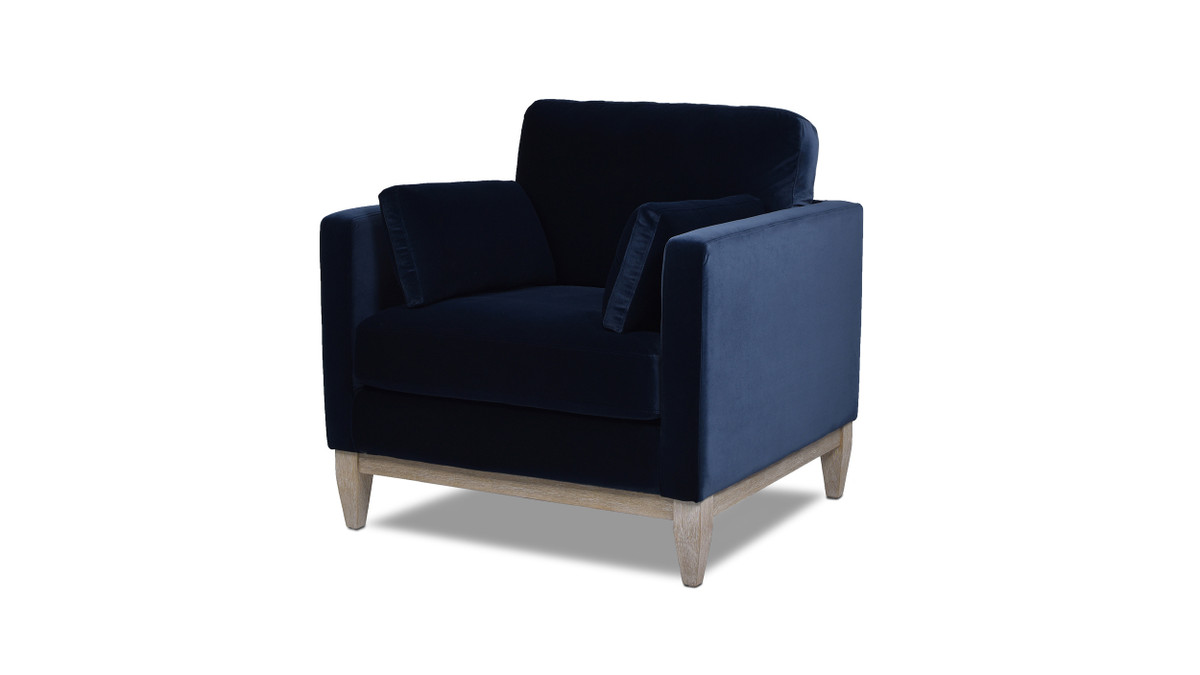jennifer taylor home Knox 36" Modern Farmhouse Arm Chair Dark Navy Blue Performance Velvet