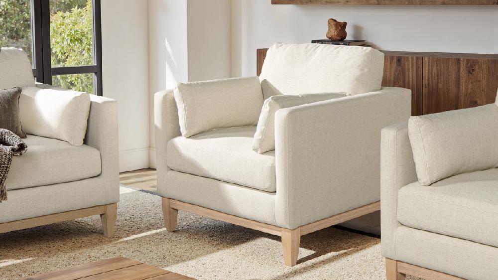 Jennifer Taylor Home Knox 36" Modern Farmhouse Arm Chair Flax White Linen