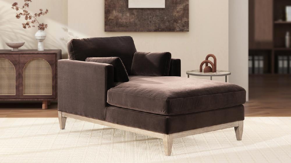 Jennifer Taylor Home Knox 65" Modern Farmhouse Chaise Lounge Chair Deep Brown