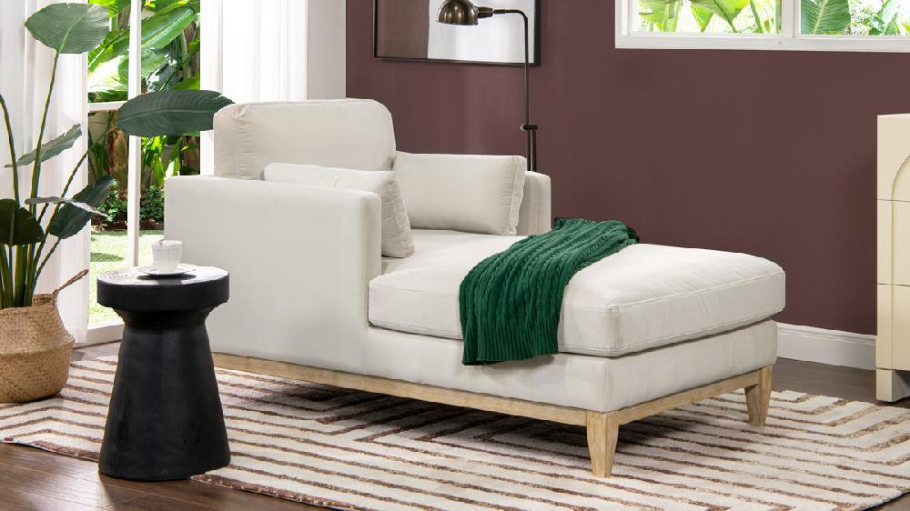 Jennifer Taylor Home Knox 65" Modern Farmhouse Chaise Lounge Chair French Beige