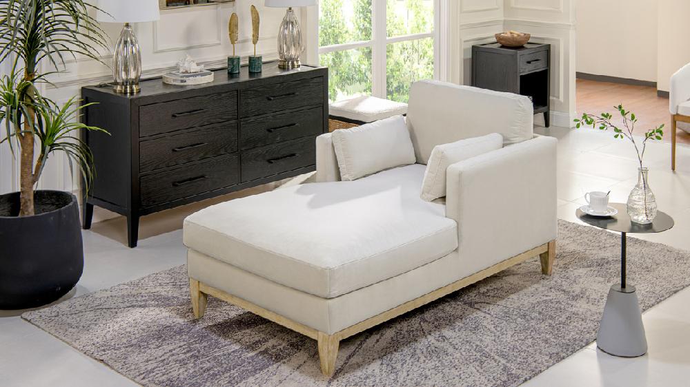 Jennifer Taylor Home Knox 65" Modern Farmhouse Chaise Lounge Chair French Beige