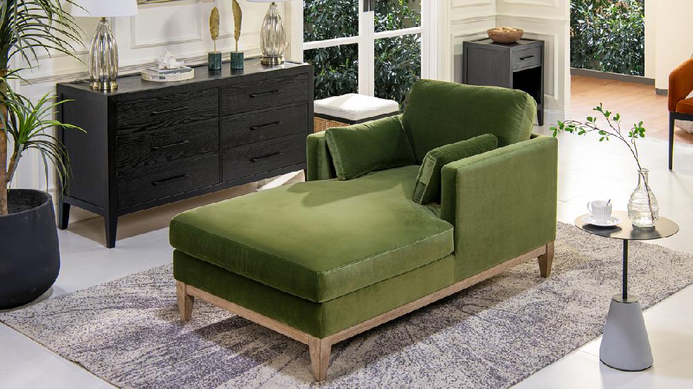 Jennifer Taylor Home Knox 65" Modern Farmhouse Chaise Lounge Chair Olive Green