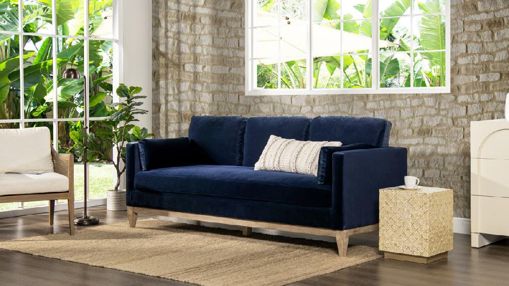 Jennifer Taylor Home Knox 84" Modern Farmhouse Sofa Dark Navy Blue