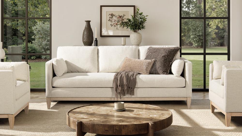 Jennifer Taylor Home Knox 84" Modern Farmhouse Sofa Flax White