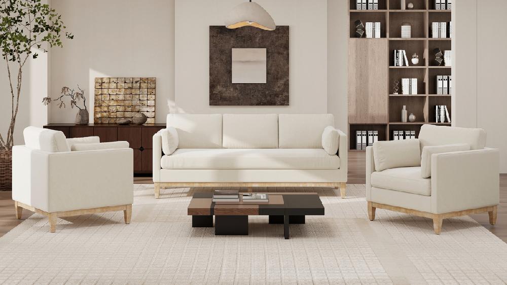 Jennifer Taylor Home Knox 84" Modern Farmhouse Sofa French Beige