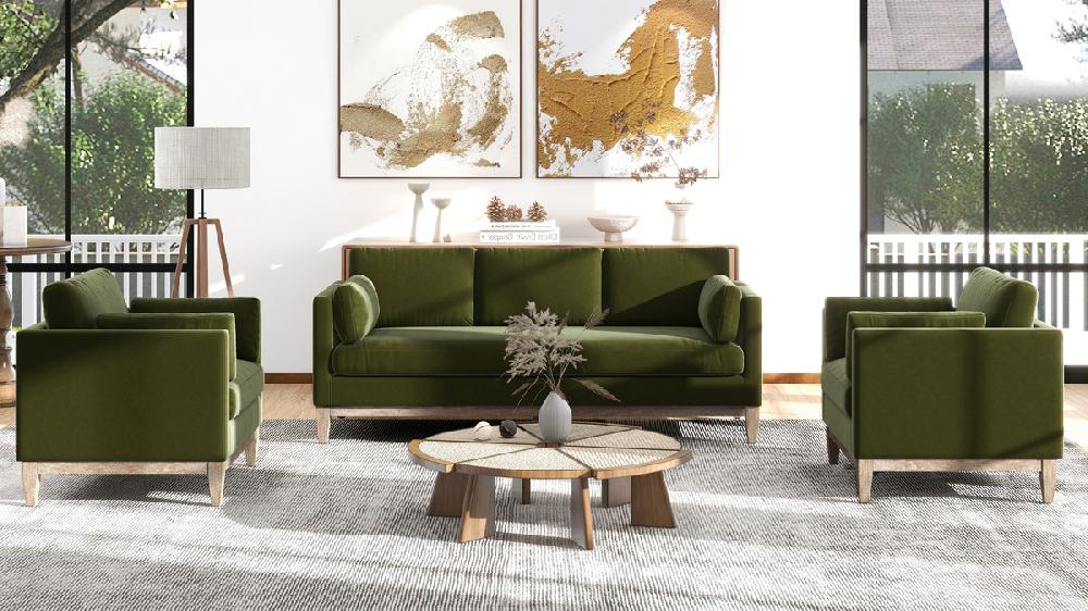 Jennifer Taylor Home Knox 84" Modern Farmhouse Sofa Olive Green